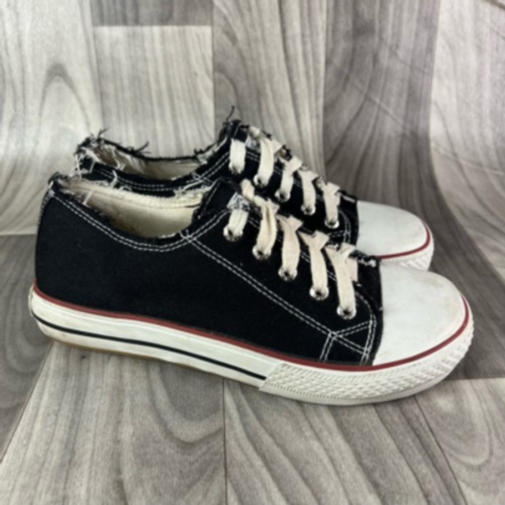 Beverly Hills Polo Club Womens Sneakers Black Twill Low Top Raw Hem Y2K‎ 7 M